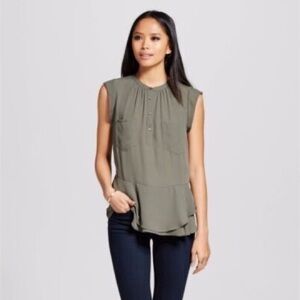 Mossimo Supply Co. Olive Green Sleeveless Blouse